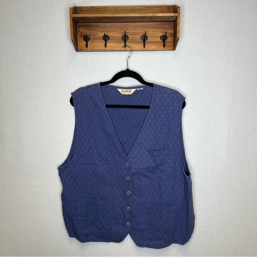 L.L. Bean‎ | Women’s Blue Textured Vest with V-Neck Large VTG